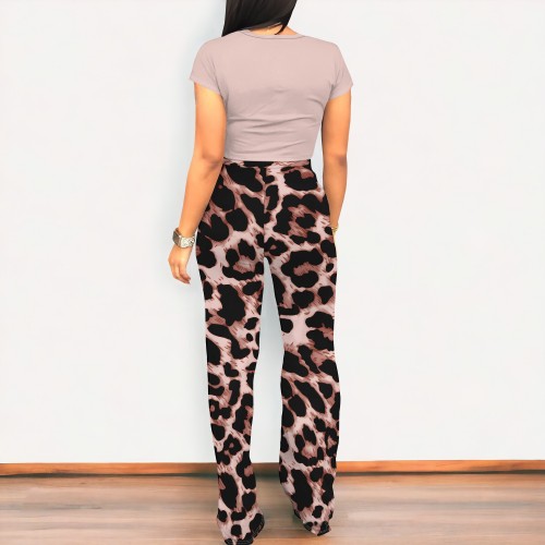 1 Piece Custom Casual Digital Printing Round Neck Two Piece Pant Set