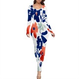 1 Piece Custom Casual Digital Printing Long Sleeve Maxi Dresses