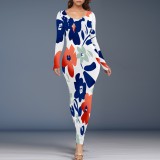 1 Piece Custom Casual Digital Printing Long Sleeve Maxi Dresses