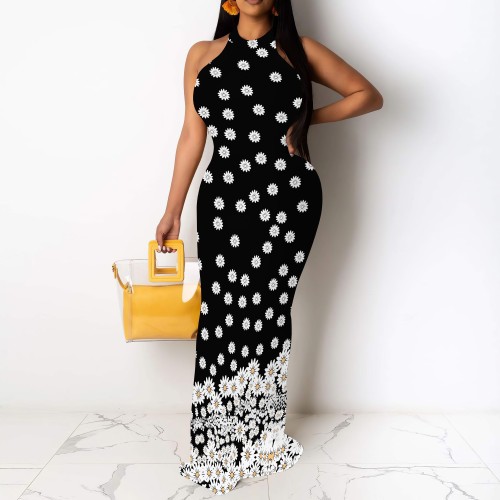 1 Piece Custom Casual Digital Printing Sleeveless Maxi Dresses
