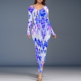 1 Piece Custom Casual Digital Printing Long Sleeve Maxi Dresses