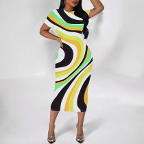 1 Piece Custom Casual Digital Printing Short Sleeve Mid Dress
