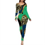 1 Piece Custom Casual Digital Printing Long Sleeve Maxi Dresses