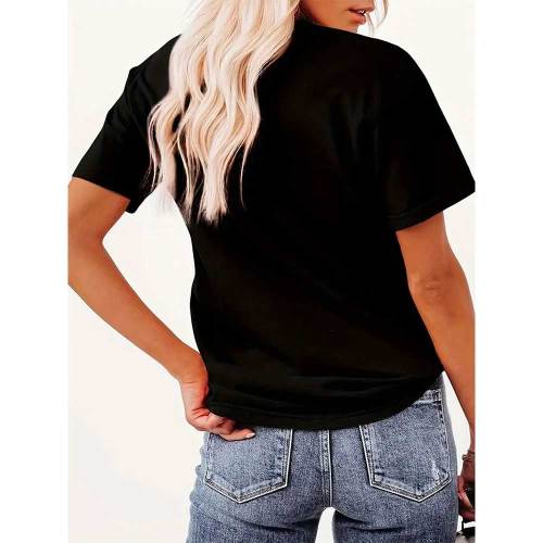 Summer Short Sleeve O Neck Print T-shirt