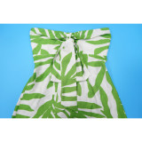 Sexy Strapless Ruffled Printed Bodycon Wide Leg Party Clubwear Jumpsuit
