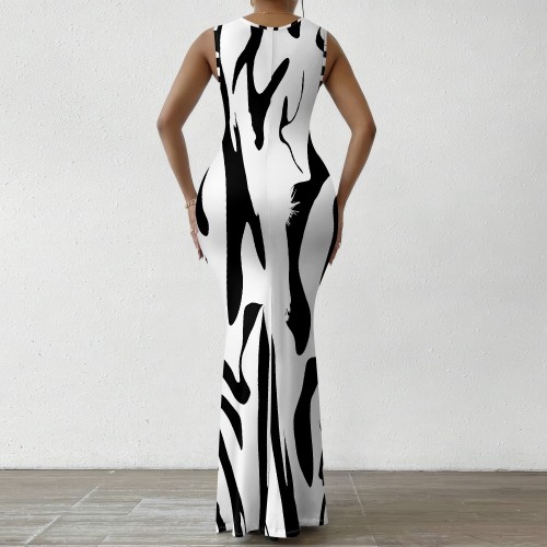 1 Piece Custom Casual Digital Printing V-Neck Summer Sleeveless Long Dresses