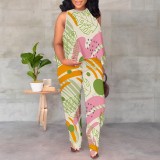 1 Piece Custom Casual Digital Printing Sleeveless Pant Set