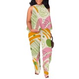 1 Piece Custom Casual Digital Printing Sleeveless Pant Set