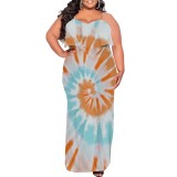 1 Piece Custom Casual Digital Printing Flounce Spaghetti Strap Plus Size Dresses