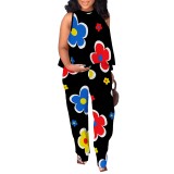 1 Piece Custom Casual Digital Printing Sleeveless Pant Set
