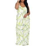 1 Piece Custom Casual Digital Printing Spaghetti Strap Long Dresses