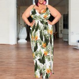 1 Piece Custom Casual Digital Printing High Slit Spaghetti Strap Long Plus Size Dresses
