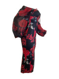 French Tea Break Print Off Shoulder Bodycon Mid Dress