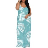 1 Piece Custom Casual Digital Printing Spaghetti Strap Long Dresses
