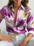 Women's Gilded Decades Button Front Casual Long Sleeve Blouse