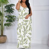 1 Piece Custom Casual Digital Printing Spaghetti Strap Long Dresses