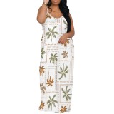1 Piece Custom Casual Digital Printing Spaghetti Strap Long Dresses