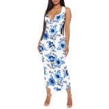 1 Piece Custom Casual Digital Printing Sleeveless Mid Dresses