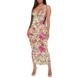 1 Piece Custom Casual Digital Printing Sleeveless Mid Dresses