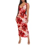 1 Piece Custom Casual Digital Printing Sleeveless Mid Dresses