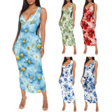 1 Piece Custom Casual Digital Printing Sleeveless Mid Dresses