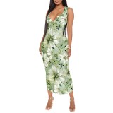 1 Piece Custom Casual Digital Printing Sleeveless Mid Dresses