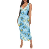 1 Piece Custom Casual Digital Printing Sleeveless Mid Dresses
