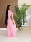 Summer Collar Cutie Lapel Cropped Top High Waist Wide Leg Pants Set