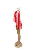 Women's 2 Piece Outfits Long Sleeve Striped Lapel Short Pants Matching Sets