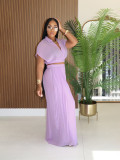 Summer Collar Cutie Lapel Cropped Top High Waist Wide Leg Pants Set