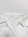 Summer Collar Cutie Lapel Cropped Top High Waist Wide Leg Pants Set