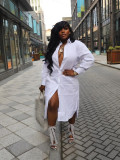 Casual Long Sleeve Mid-length Cardigan Dress