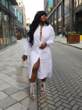 Casual Long Sleeve Mid-length Cardigan Dress