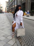 Casual Long Sleeve Mid-length Cardigan Dress
