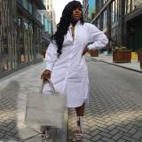 Casual Long Sleeve Mid-length Cardigan Dress