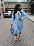 Casual Long Sleeve Mid-length Cardigan Dress