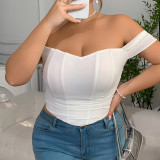 New Sexy Women Solid Backless Camisole Strap Shoulder Plus Size Crop Top