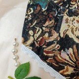 1pc Retro Palace Floral Bandeau Lace-up French Niche Boned Corset Top