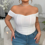 New Sexy Women Solid Backless Camisole Strap Shoulder Plus Size Crop Top