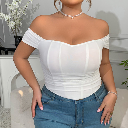 New Sexy Women Solid Backless Camisole Strap Shoulder Plus Size Crop Top