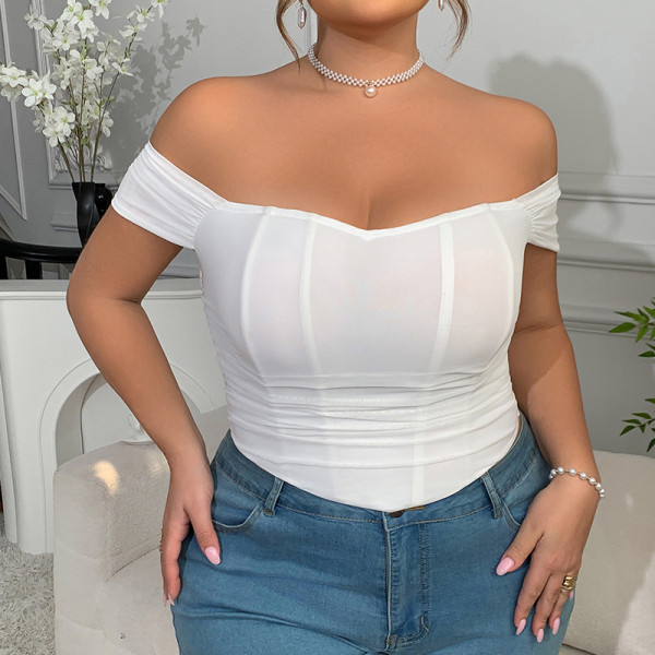New Sexy Women Solid Backless Camisole Strap Shoulder Plus Size Crop Top