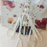French Floral Retro Print Contrast Color Slim Camisole