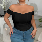 New Sexy Women Solid Backless Camisole Strap Shoulder Plus Size Crop Top