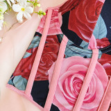 Women Flower Print Bustier Sleeveless Tops Low-cut Backless Slim Fit Vest