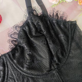 1pc French Court Lace Trim Bustier Top Plus Size Lace-Up Corset