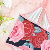 Women Flower Print Bustier Sleeveless Tops Low-cut Backless Slim Fit Vest