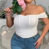 New Sexy Women Solid Backless Camisole Strap Shoulder Plus Size Crop Top