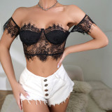 Sexy Eyelashes Lace Sheer Lace Perspective Corset Club Wear