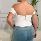 New Sexy Women Solid Backless Camisole Strap Shoulder Plus Size Crop Top