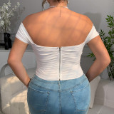 New Sexy Women Solid Backless Camisole Strap Shoulder Plus Size Crop Top